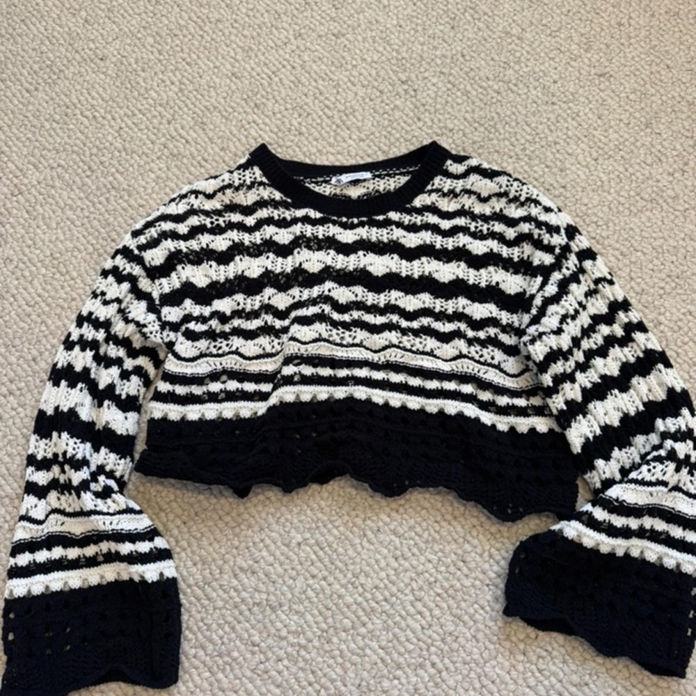 Zara Black and White Striped Sweater